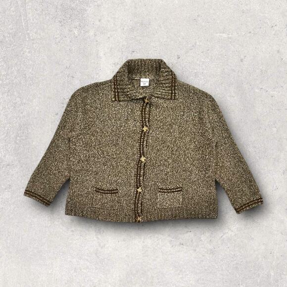 ★ Columbia Vintage Earthy Brown Knit Button-Up Cardigan w/ Front Pockets ★ - Picture 2 of 7